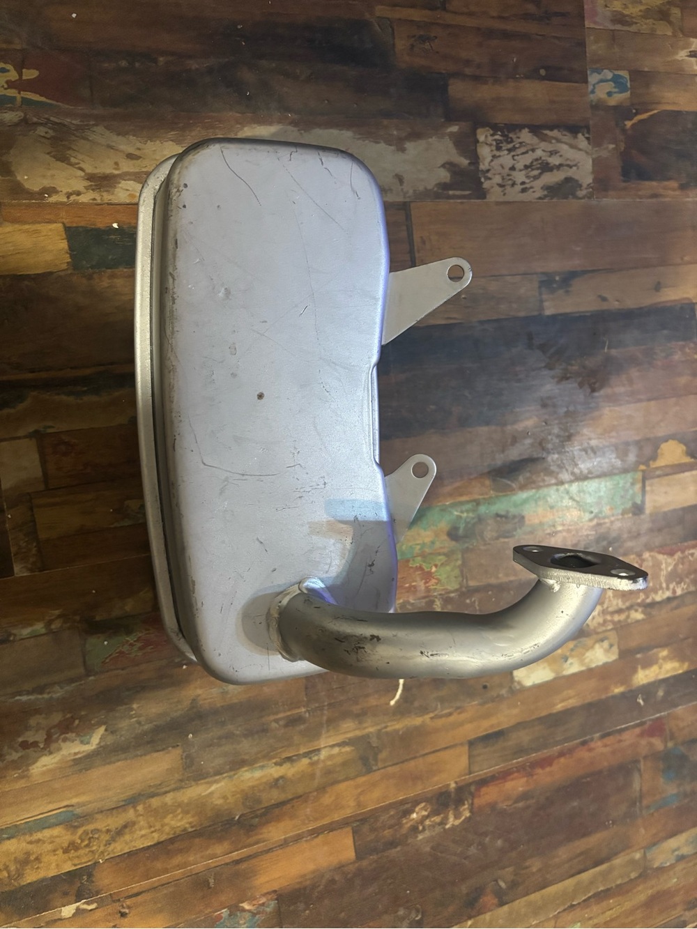 Silver Exhaust Muffler Accent for Home Accents. Small engine muffler new